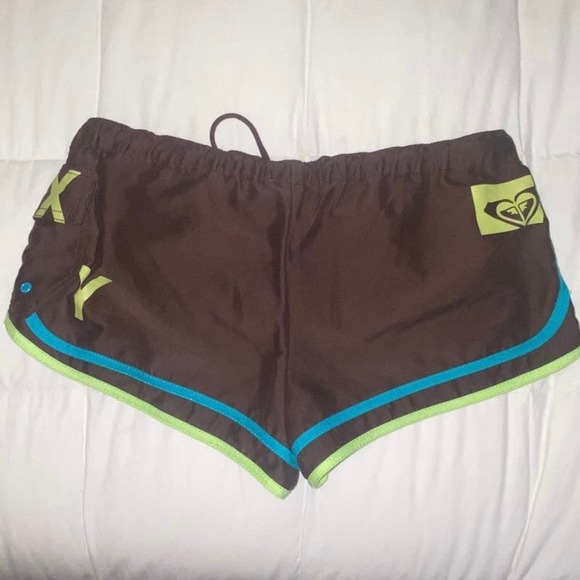 Roxy brown & green Bundle! 2 shorts 1 shirt polka dot bag womens sz 7 - Picture 8 of 16